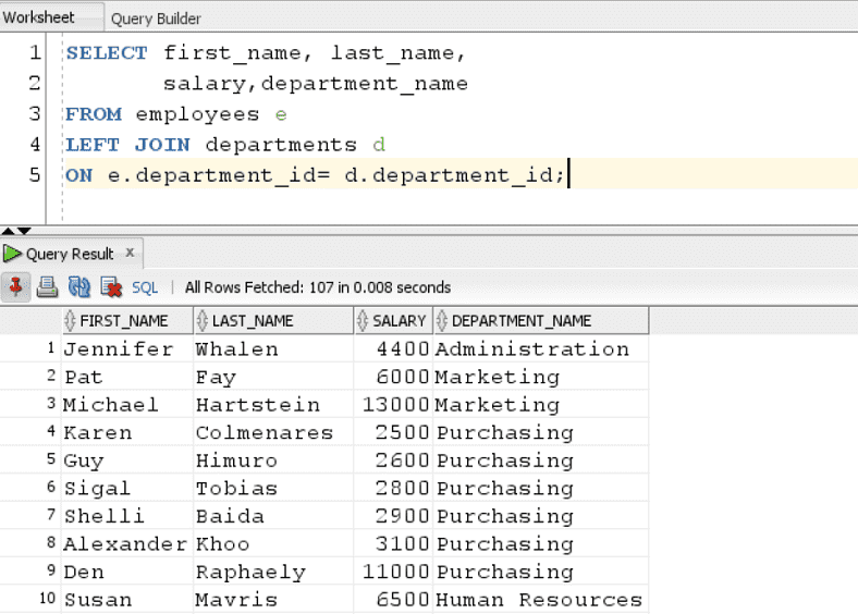 Oracle Left Join With Examples Qurosity Learning Never Stops