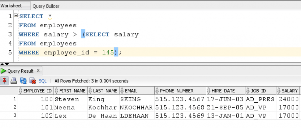 SUBQUERY In Oracle With Examples Qurosity Learning Never Stops