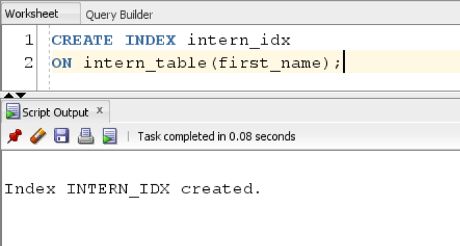 Create Simple Index in Oracle