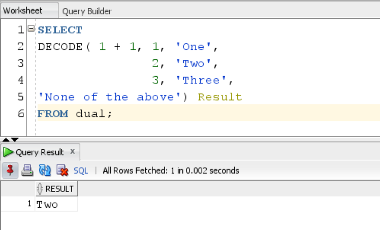 Oracle DECODE function Example
