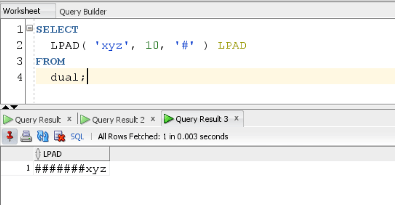 Oracle LPAD Query Example