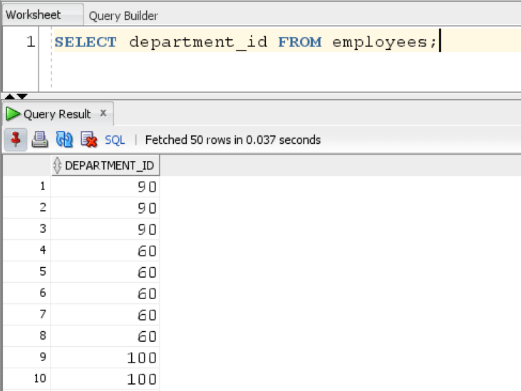 Simple SELECT Statement Example in Oracle