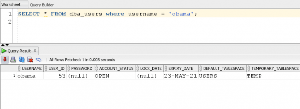 SQL Query for checking account status information