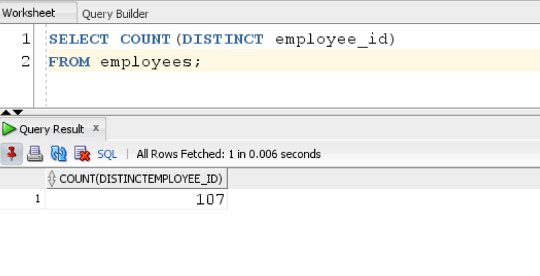 Oracle COUNT Function Example with DISTINCT
