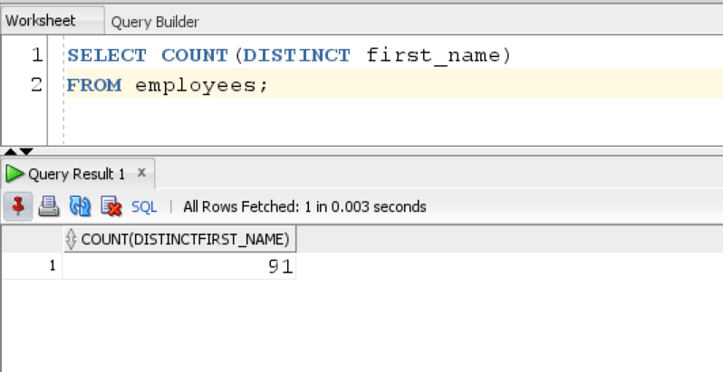 Oracle COUNT Function Example with DISTINCT 2