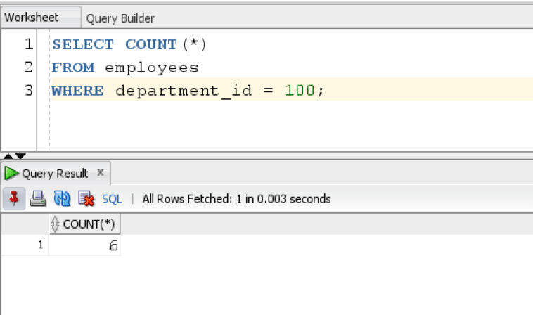 Oracle COUNT Function Example with WHERE