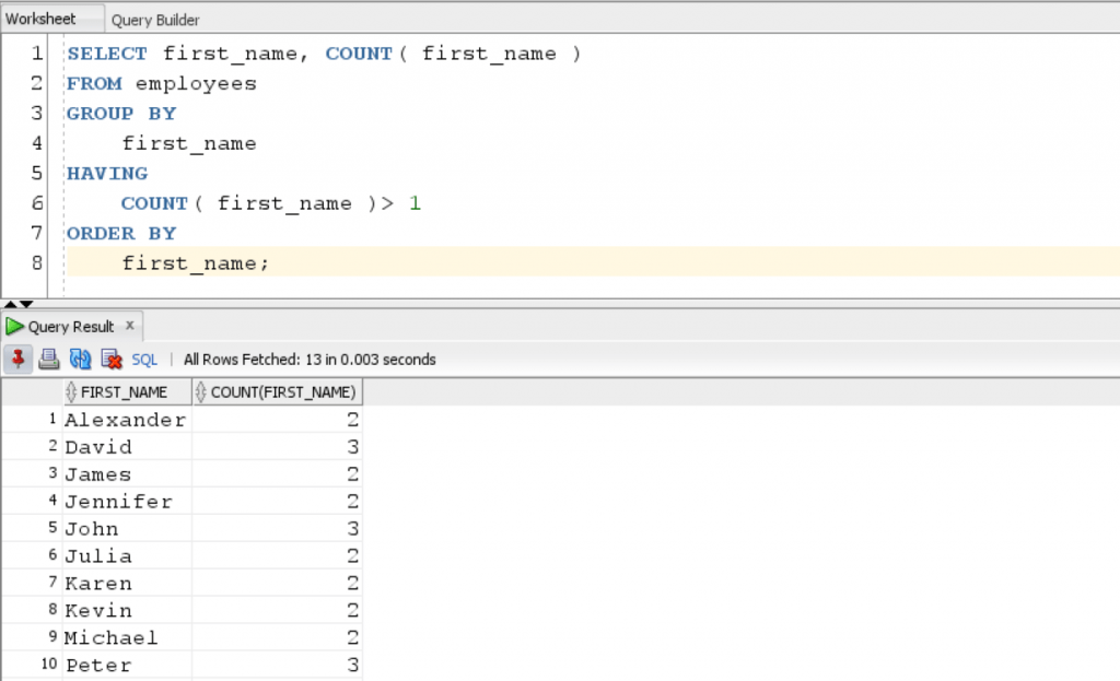 Oracle COUNT Function Example with Complex