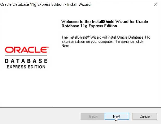 Step 2-2 Install Oracle 11g Express Edition
