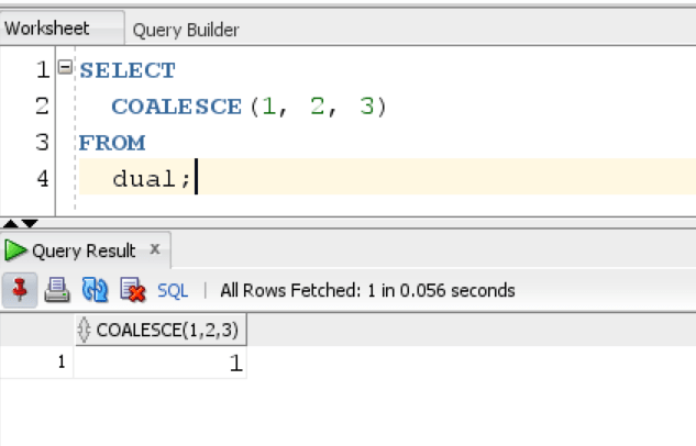 Oracle COALESCE Function Example 1