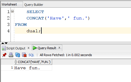 Concat Two Strings in Oracle SQL 
