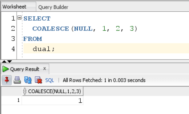 Oracle COALESCE Function Example 2