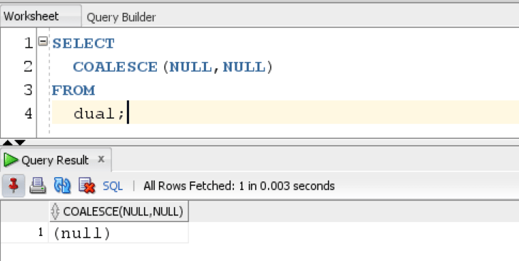 Oracle COALESCE Function Example with NULL Values