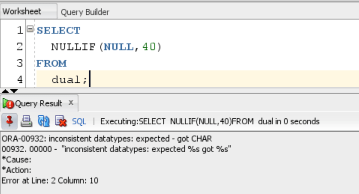 Oracle NULL IF Function with Numeric Values Example 3