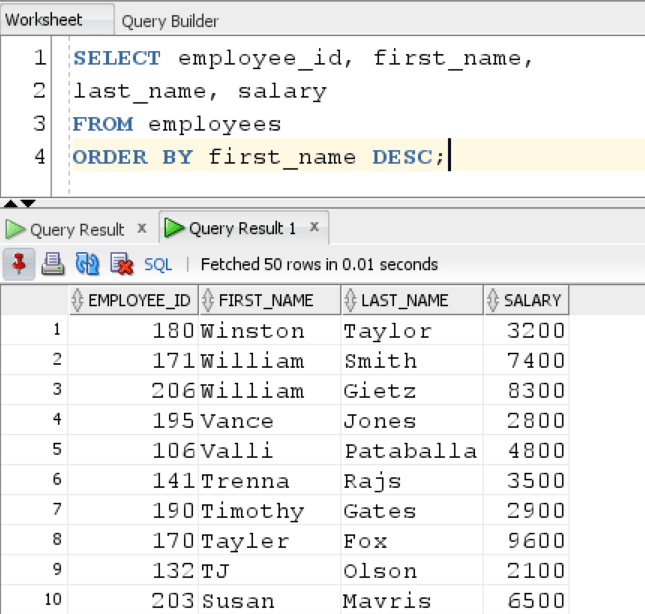Sort Rows by one column ORDER BY clause