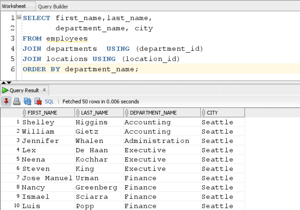 Oracle Join Example Query