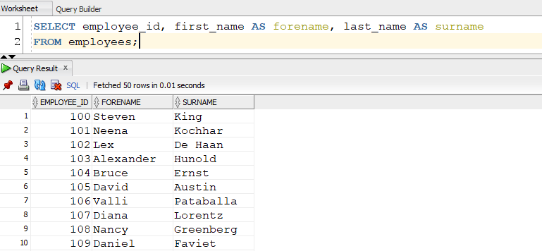 Column Alias with Quotation Oracle SQL Query Example