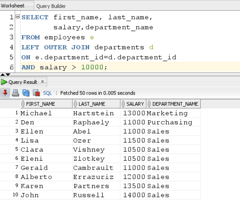 Oracle Left Join with AND operator