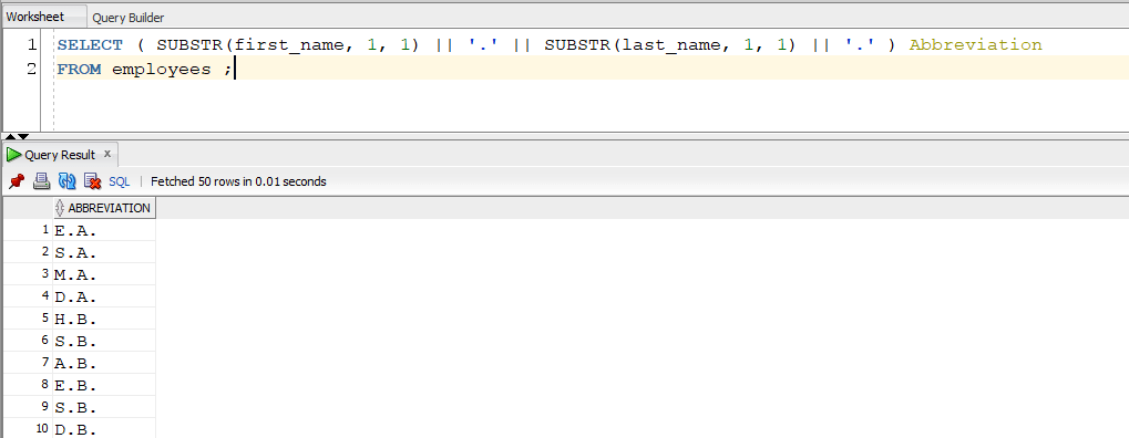 SUBSTR with Columns Example 2