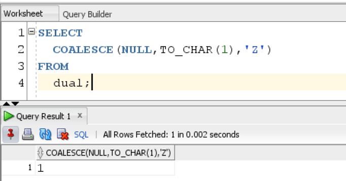 Oracle COALESCE Function Example