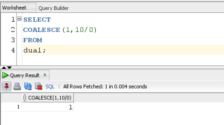 Oracle COALESCE Function comparison with NVL